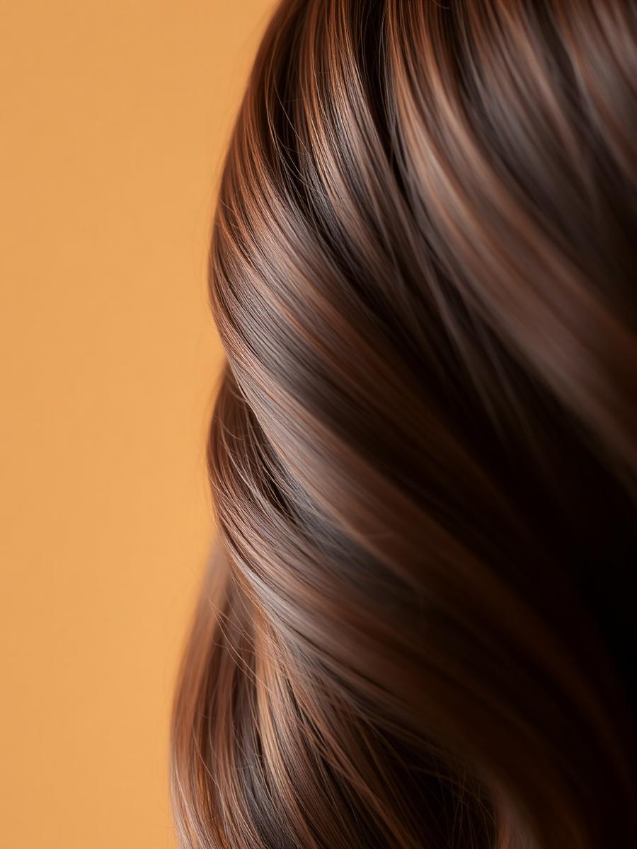Close-up of glossy balayage hair styled at Marrbella Luxe Salon